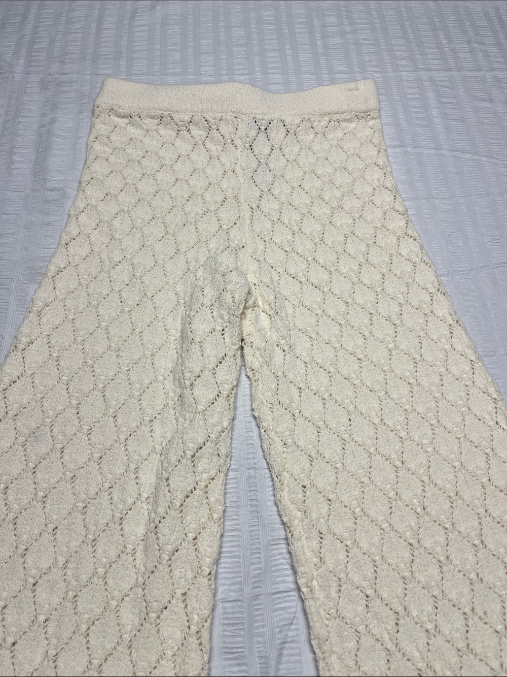 MNG Mango- Diamond Lattice Knit crochet pants/ bathing suit cover up. Sz S.
